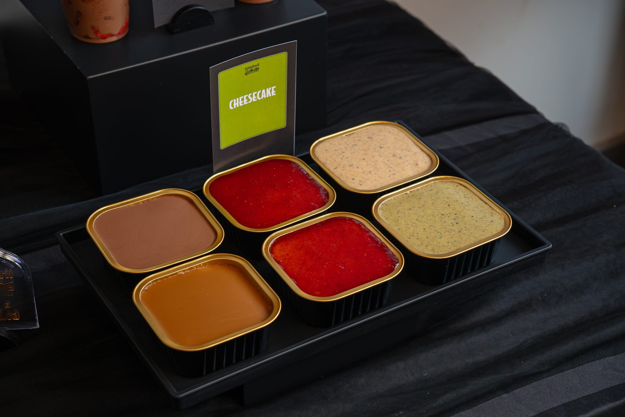 New York style cheesecake in flavour trays