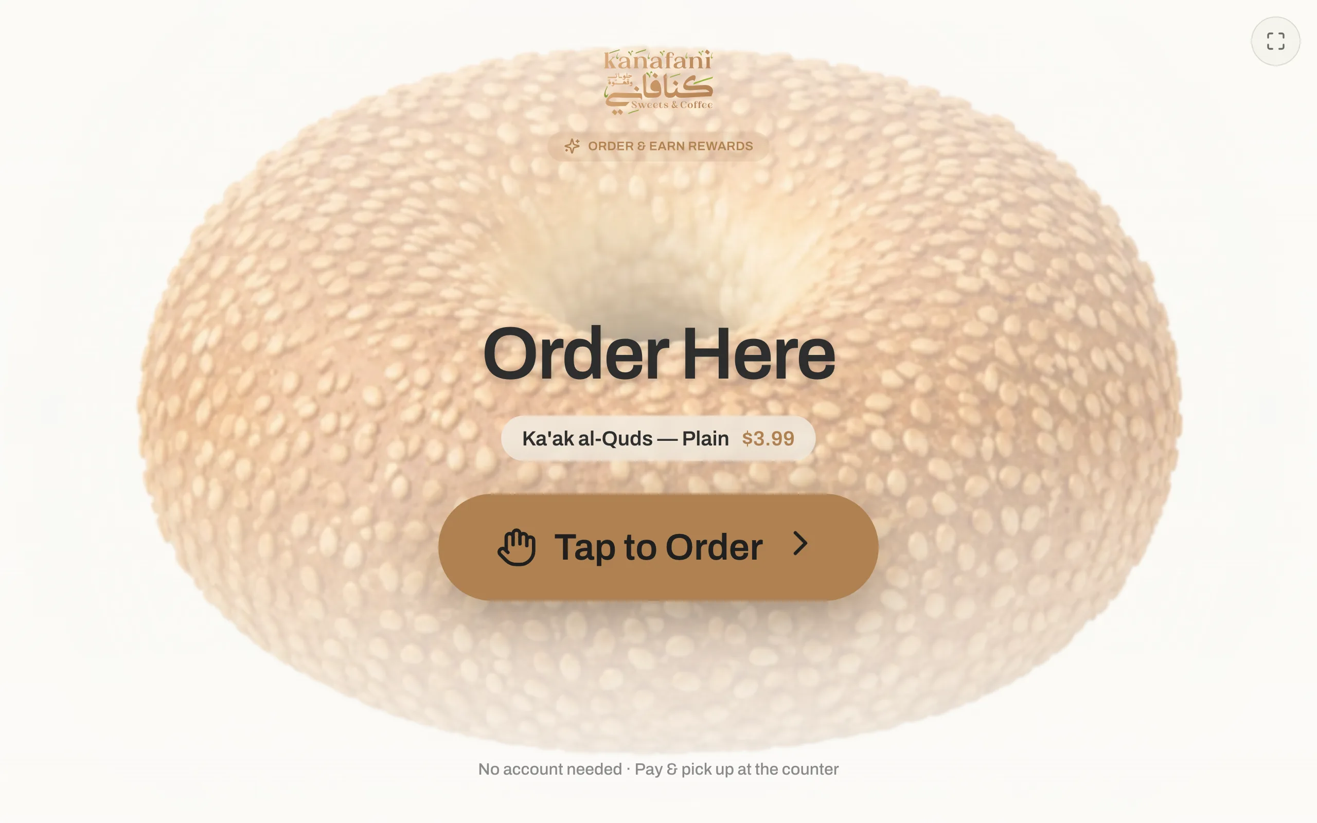 The ACE self-order kiosk in Kanafani's brand